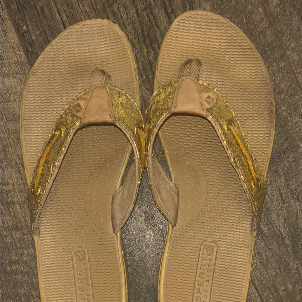 Sperry Gold and Tan Flip-Flops - Picture 4 of 8